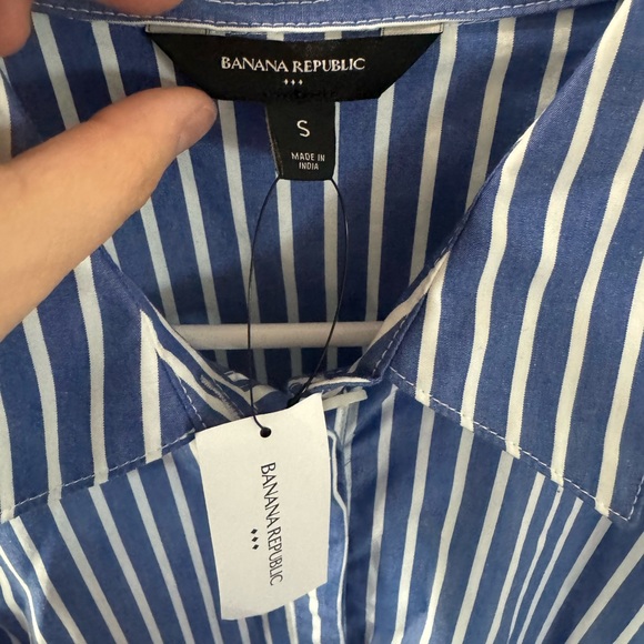 BNWT Banana Republic 100% Cotton Striped Poplin Cross Waist Midi Dress - Picture 6 of 6